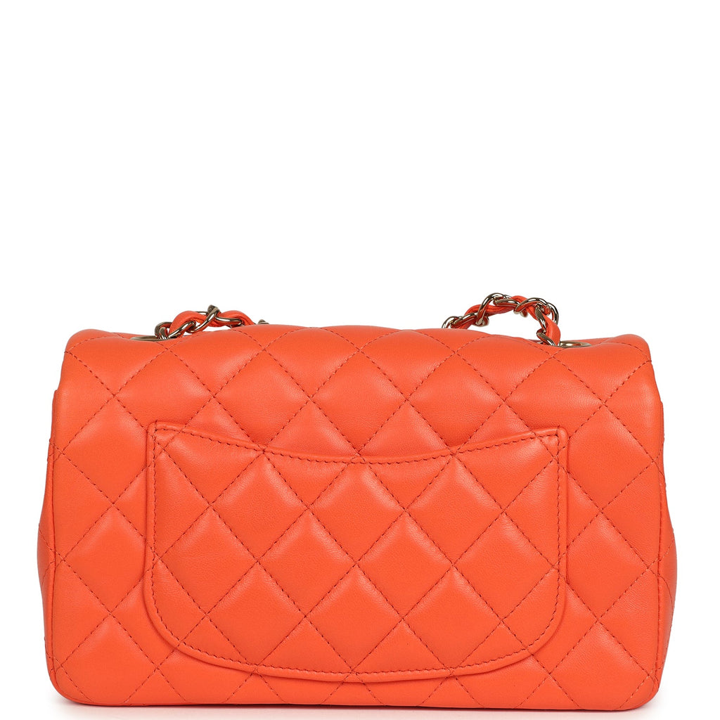 Chanel Mini Rectangular Flap Bag Orange Lambskin Light Gold Hardware