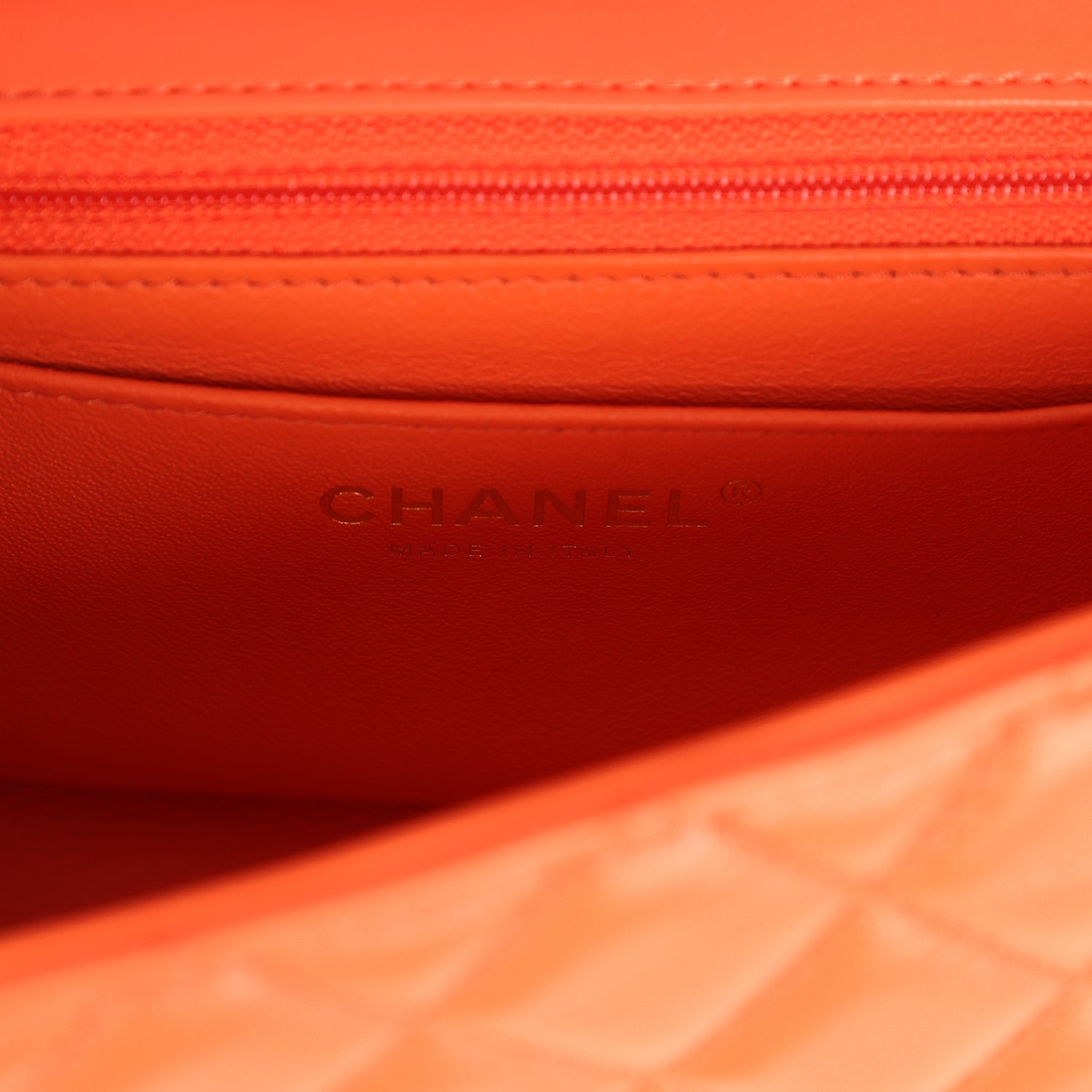 Chanel Mini Rectangular Flap Bag Orange Lambskin Light Gold Hardware