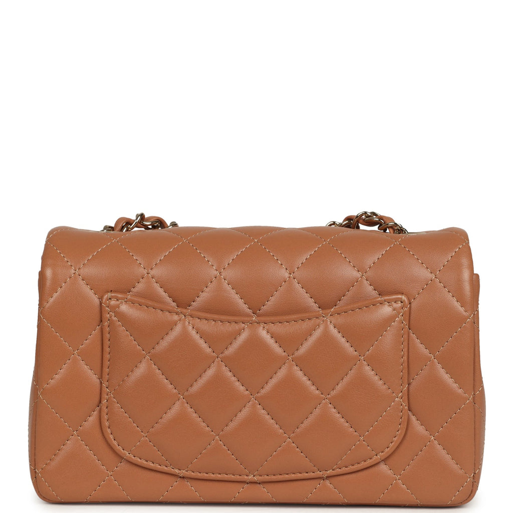 Pre-owned Chanel Mini Classic Rectangular Flap Bag Caramel Lambskin Light Gold Hardware