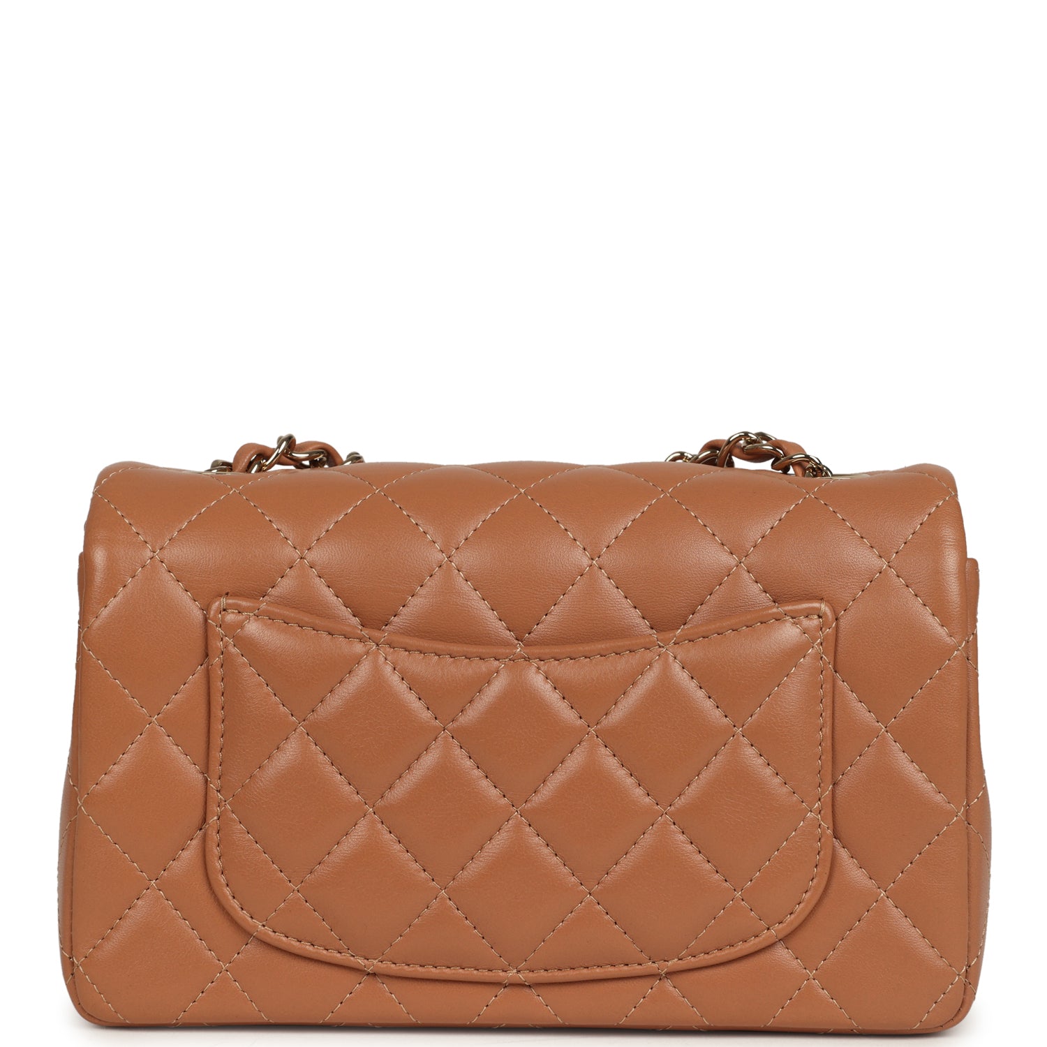 Pre-owned Chanel Mini Classic Rectangular Flap Bag Caramel Lambskin Light Gold Hardware