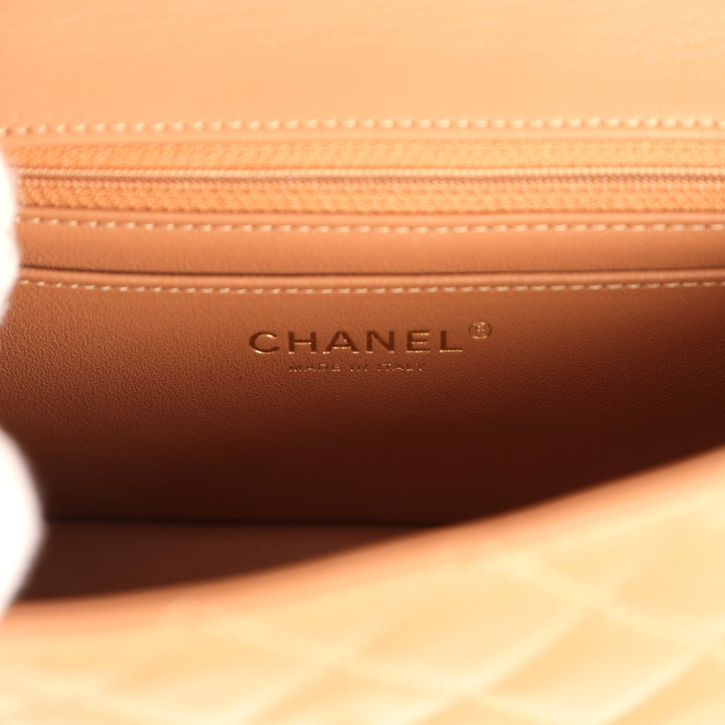 Pre-owned Chanel Mini Classic Rectangular Flap Bag Caramel Lambskin Light Gold Hardware