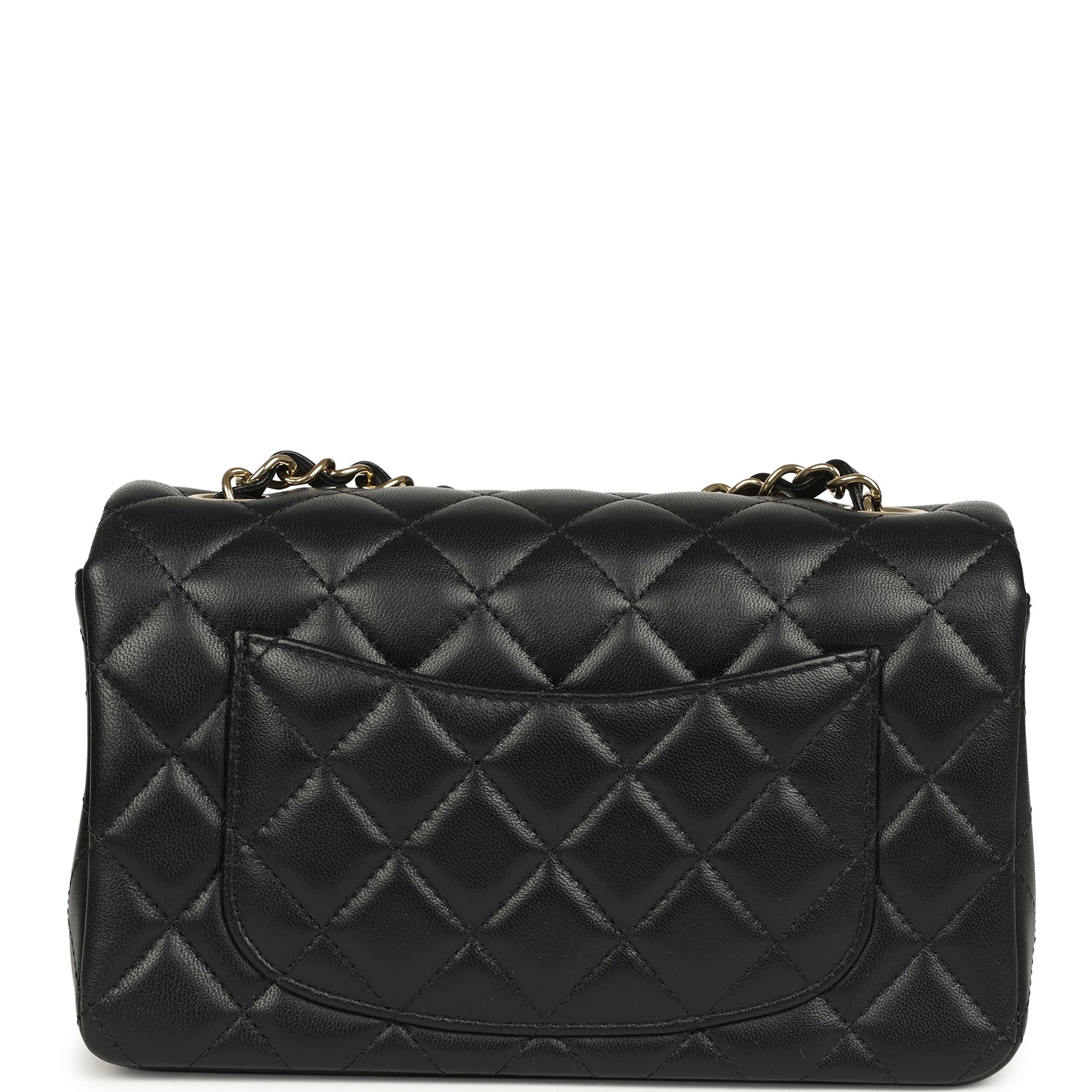 Chanel Mini Classic Rectangular Flap Bag Black Lambskin Light Gold Hardware