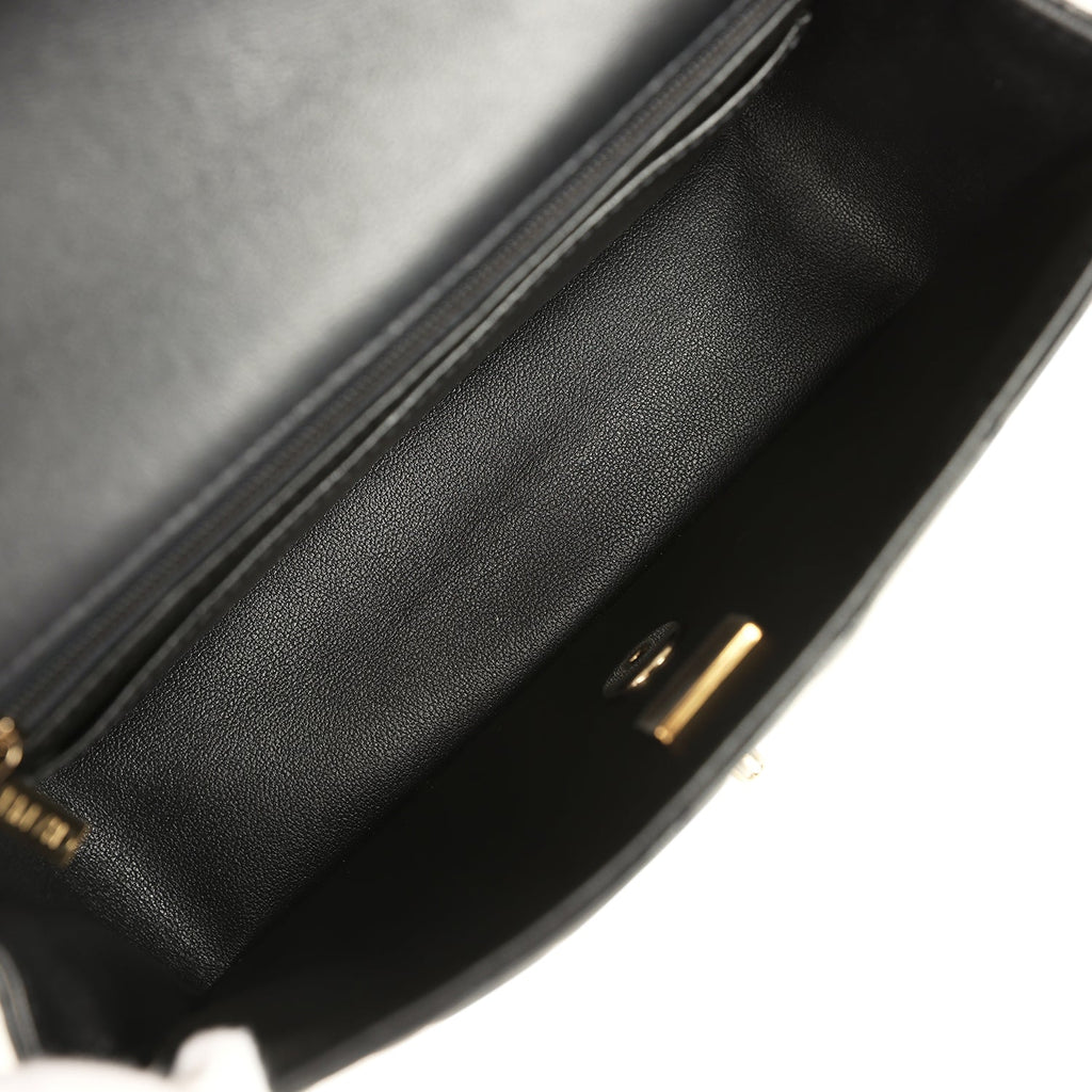 Chanel Mini Classic Rectangular Flap Bag Black Lambskin Light Gold Hardware