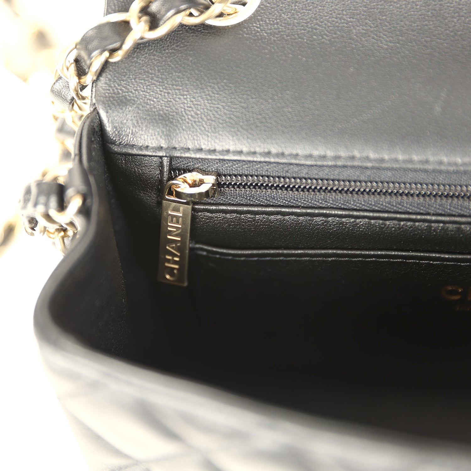 Chanel Mini Classic Rectangular Flap Bag Black Lambskin Light Gold Hardware