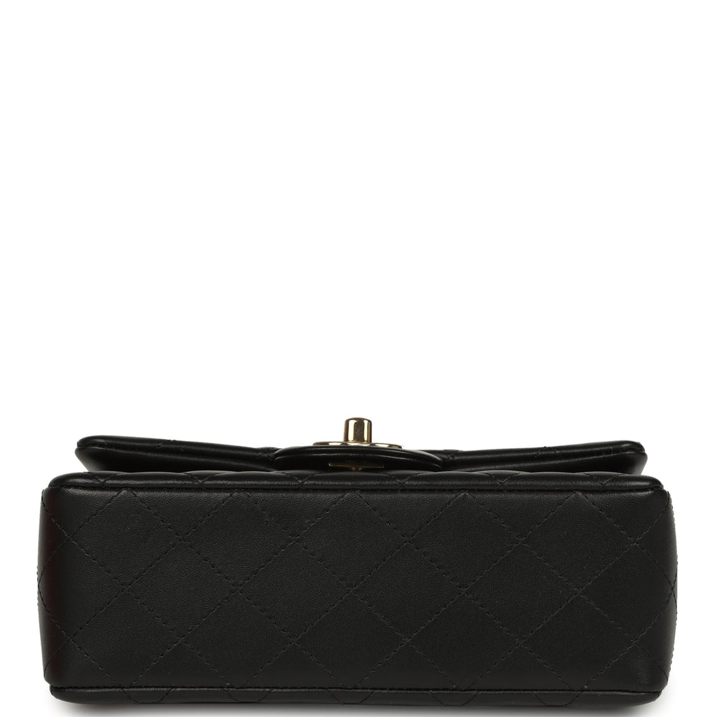 Chanel Mini Classic Rectangular Flap Bag Black Lambskin Light Gold Hardware