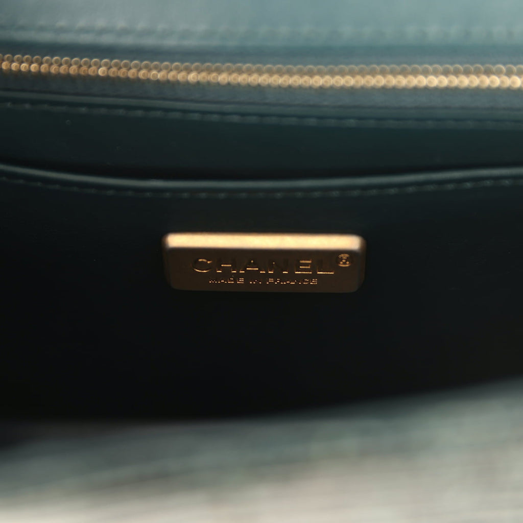 Chanel Mini Rectangular Flap Bag Green Shiny Lizard Brushed Gold Hardware