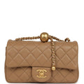 Chanel Mini Pearl Crush Rectangular Flap Bag Dark Beige Lambskin Brushed Gold Hardware