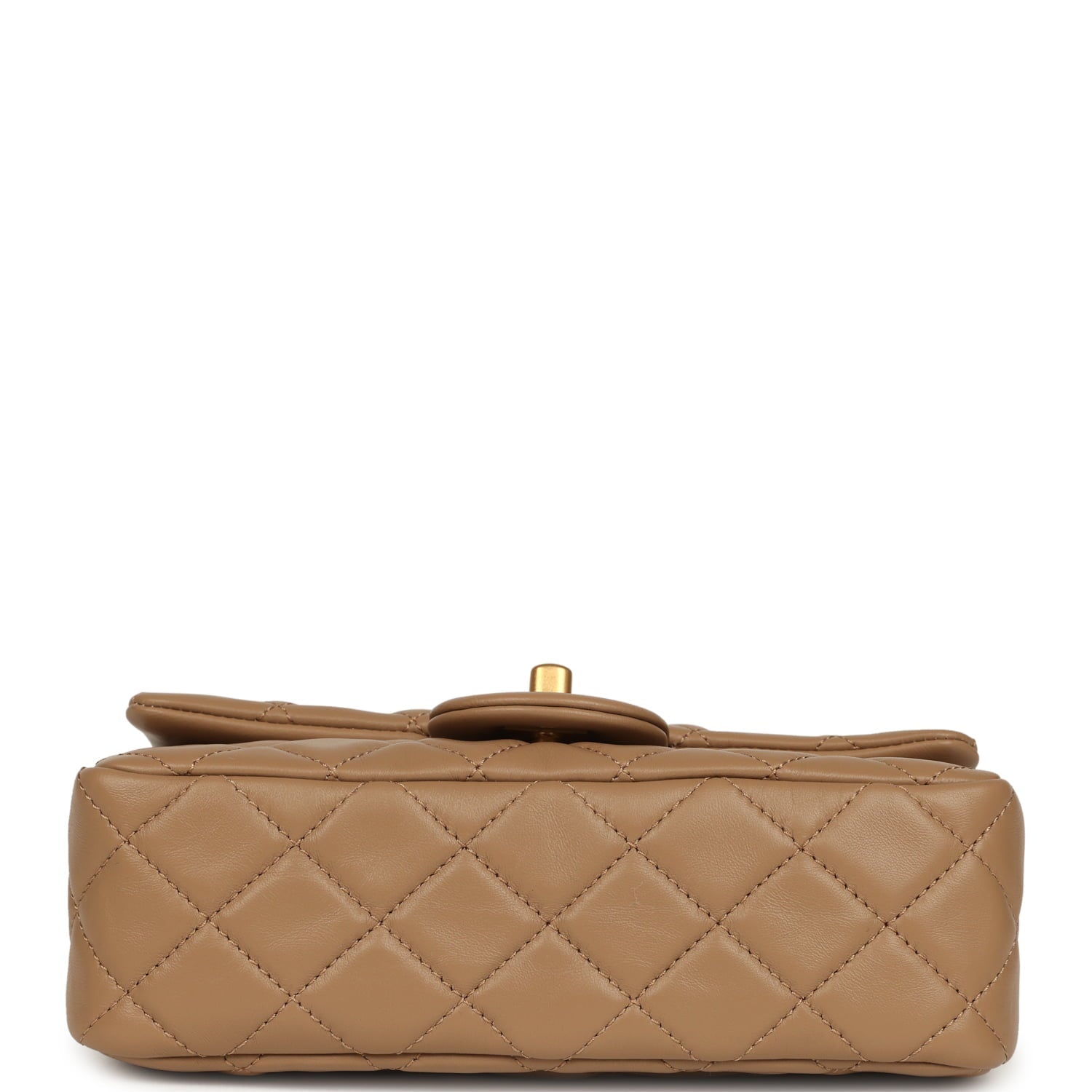Chanel Mini Pearl Crush Rectangular Flap Bag Dark Beige Lambskin Brushed Gold Hardware