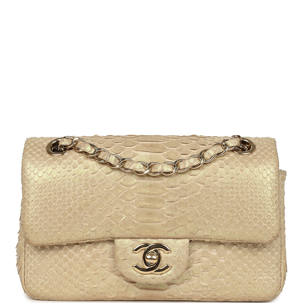 Chanel Mini Rectangular Flap Bag Iridescent Gold Python Gold Hardware