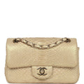 Chanel Mini Rectangular Flap Bag Iridescent Gold Python Gold Hardware