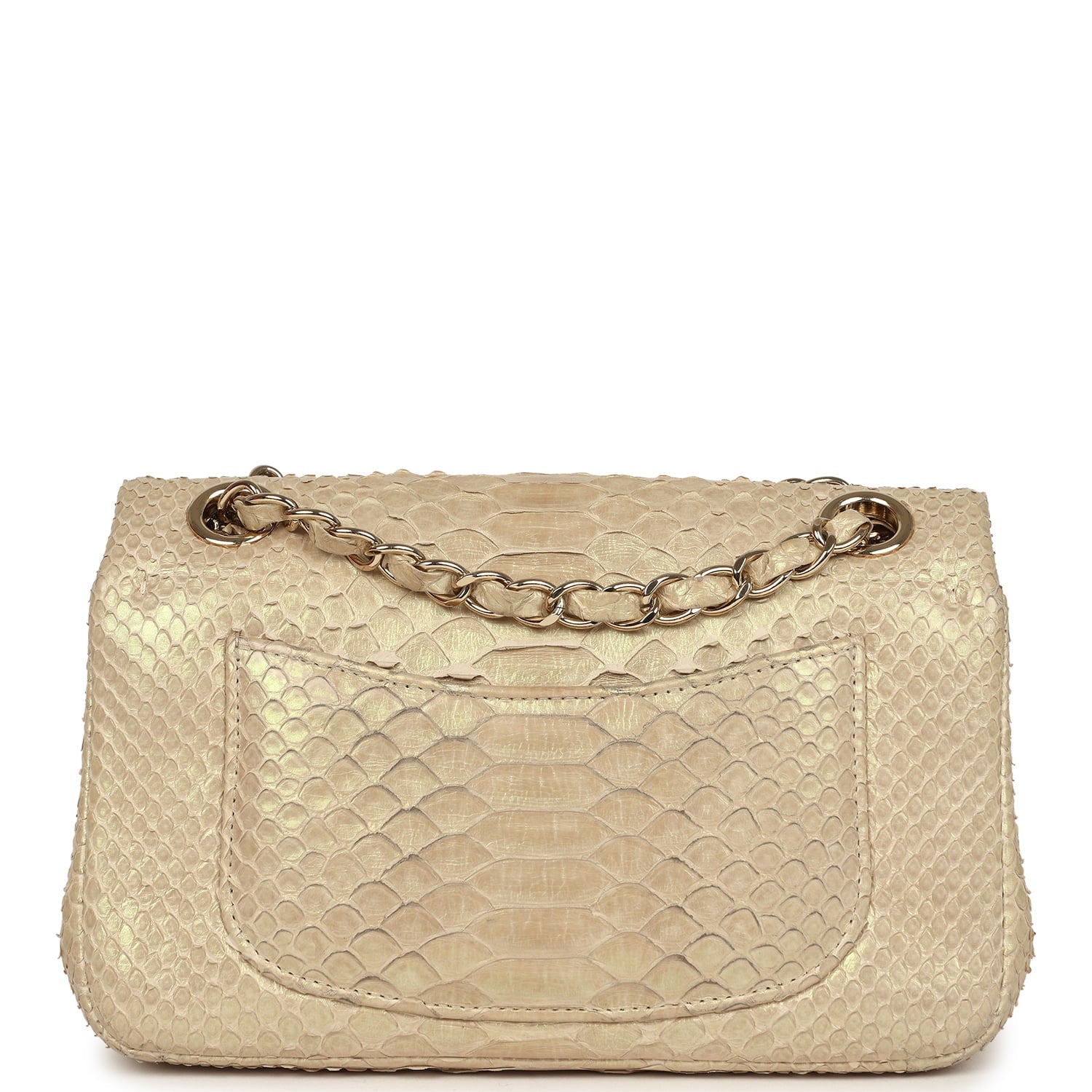Chanel Mini Rectangular Flap Bag Iridescent Gold Python Gold Hardware