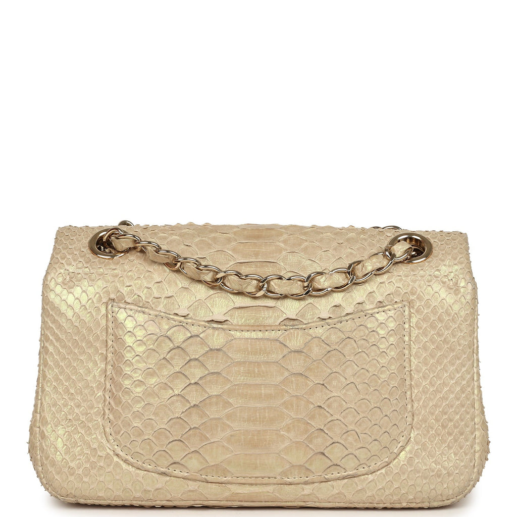 Chanel Mini Rectangular Flap Bag Iridescent Gold Python Gold Hardware