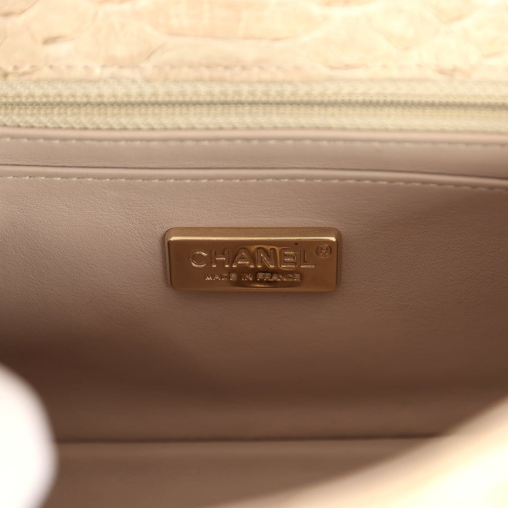 Chanel Mini Rectangular Flap Bag Iridescent Gold Python Gold Hardware