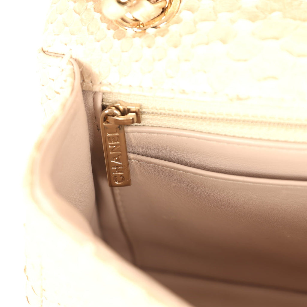 Chanel Mini Rectangular Flap Bag Iridescent Gold Python Gold Hardware