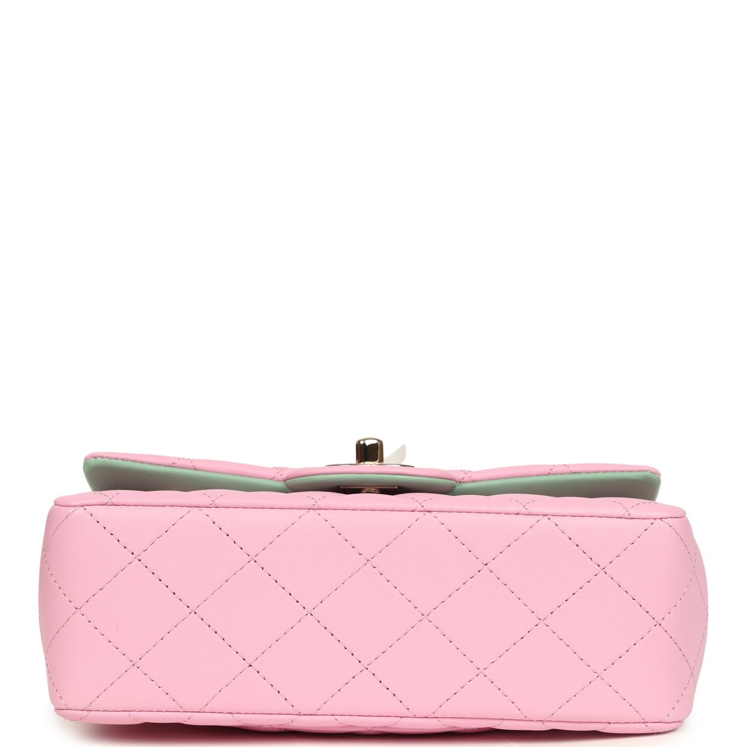 Chanel Mini Rectangular Flap Bag with Top Handle Pink and Green Lambskin Light Gold Hardware