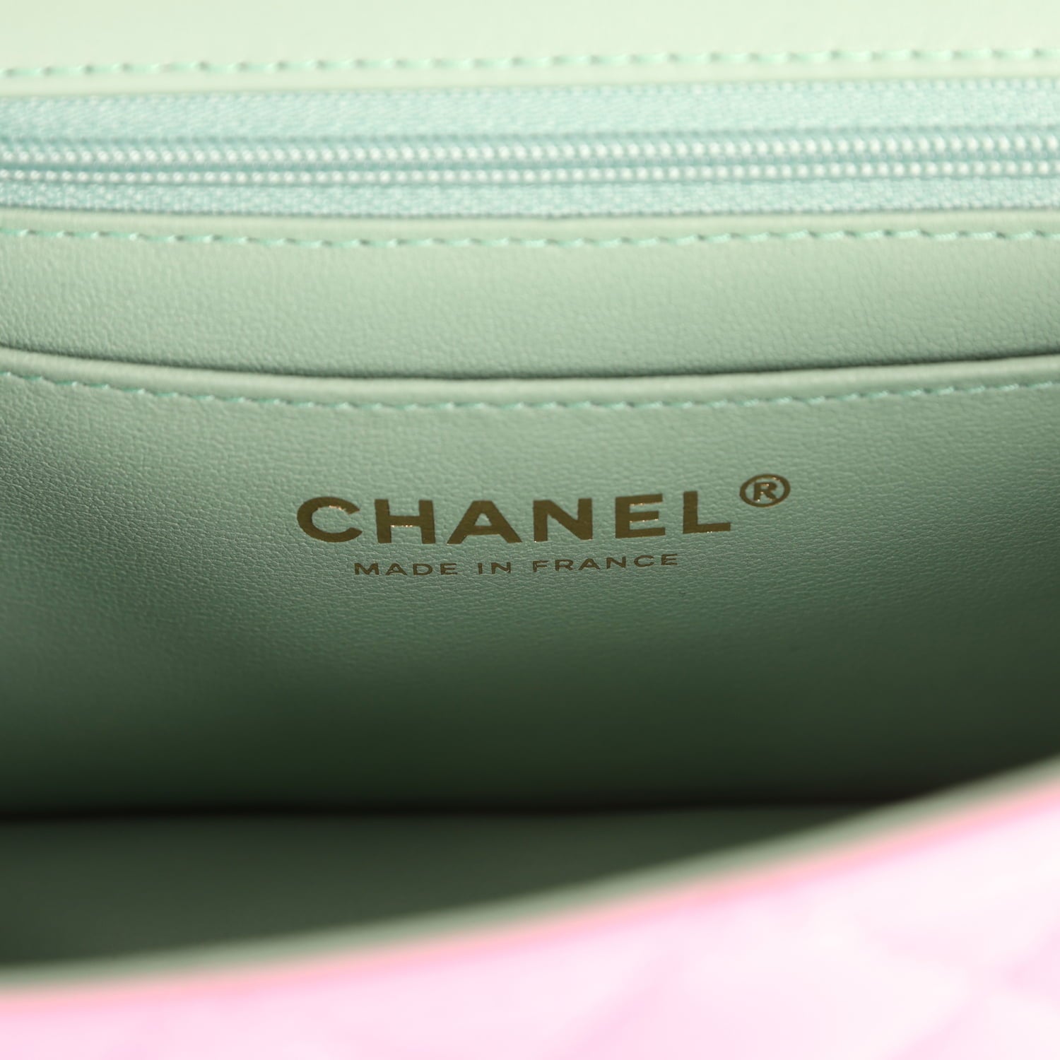 Chanel Mini Rectangular Flap Bag with Top Handle Pink and Green Lambskin Light Gold Hardware