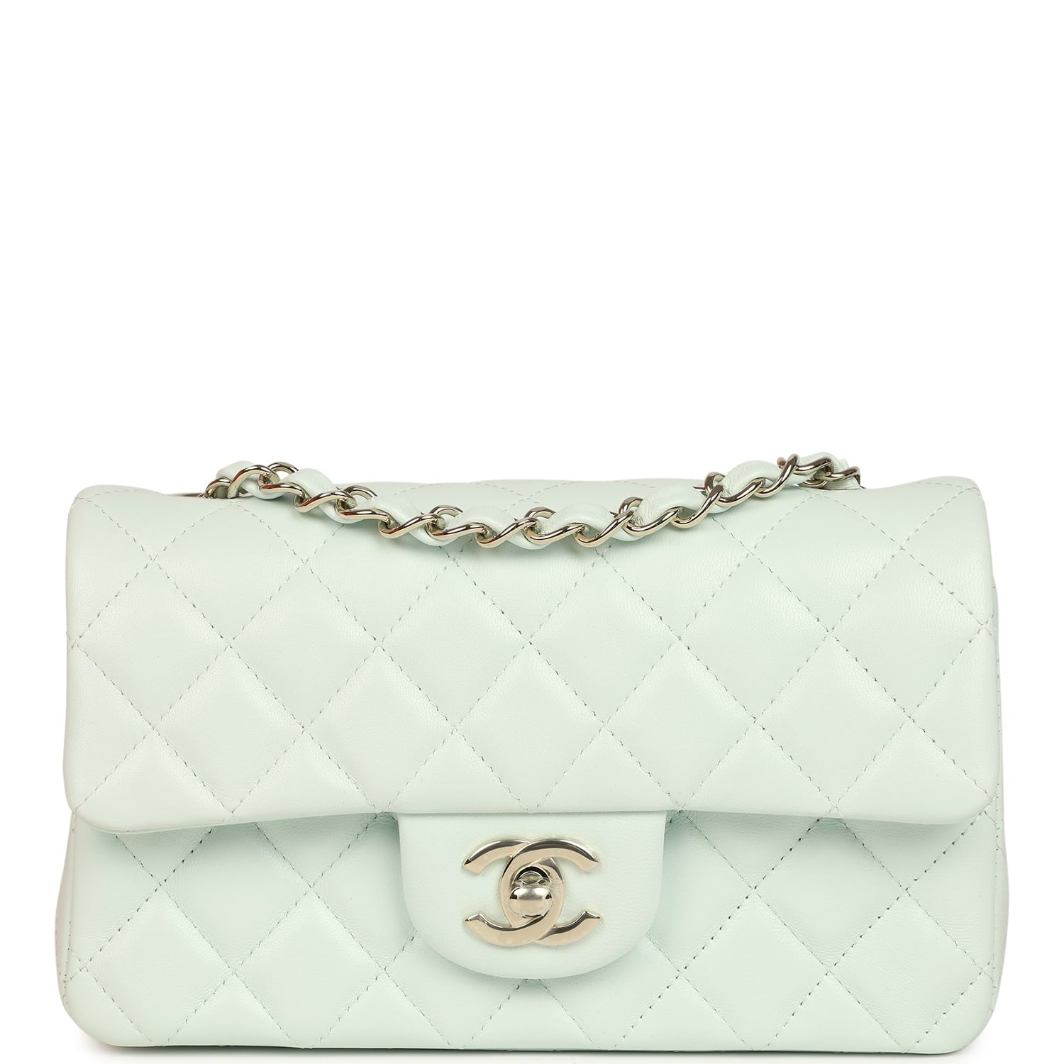 Chanel Mini Classic Rectangular Flap Bag New Lambskin Light Gold Hardware