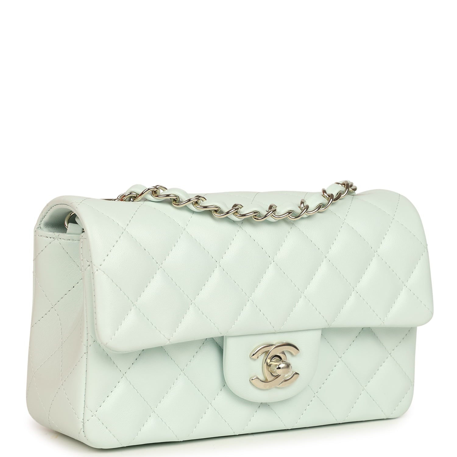 Chanel Mini Classic Rectangular Flap Bag New Lambskin Light Gold Hardware