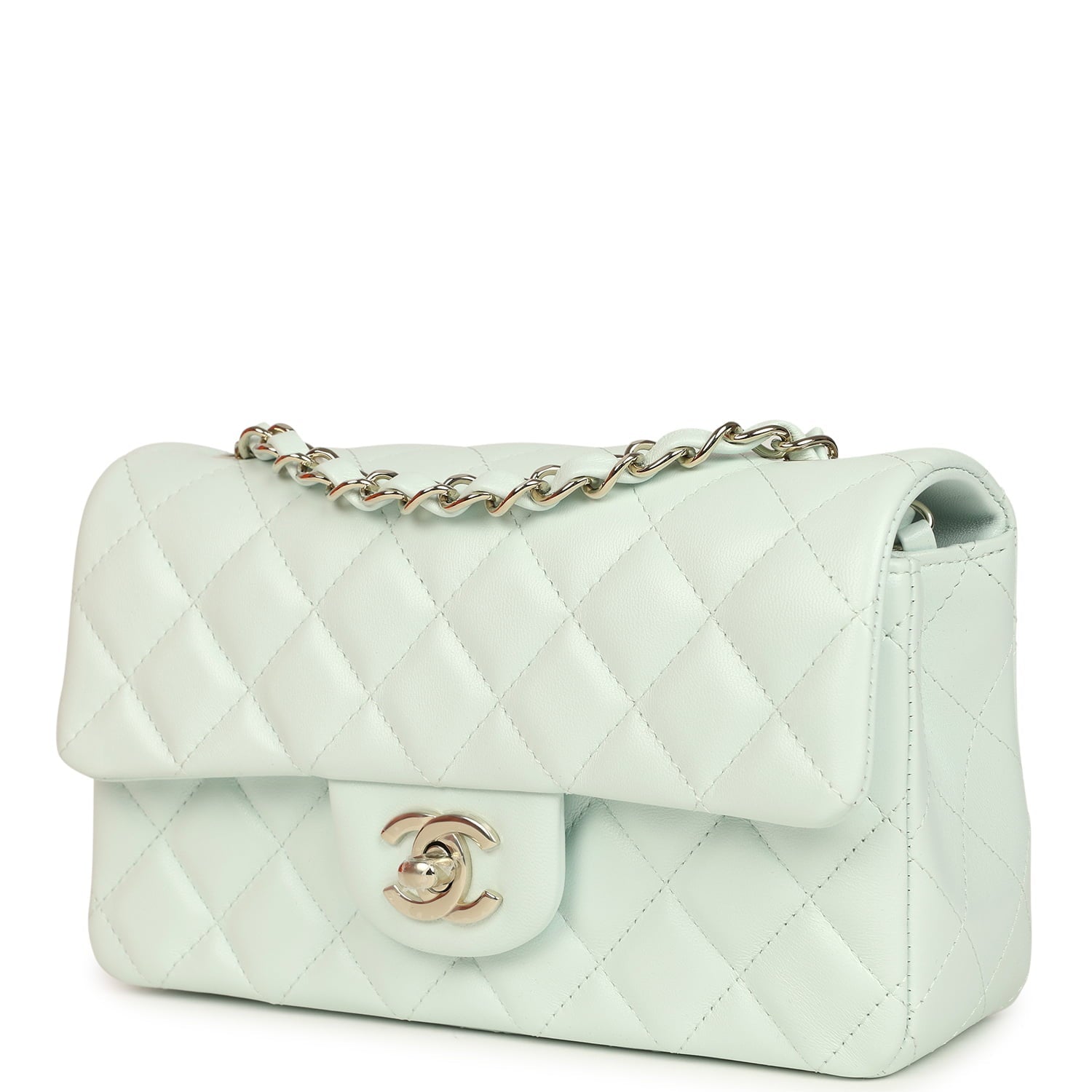 Chanel Mini Classic Rectangular Flap Bag New Lambskin Light Gold Hardware