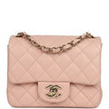 Chanel Mini Classic Square Flap Bag Pink Lambskin Light Gold Hardware