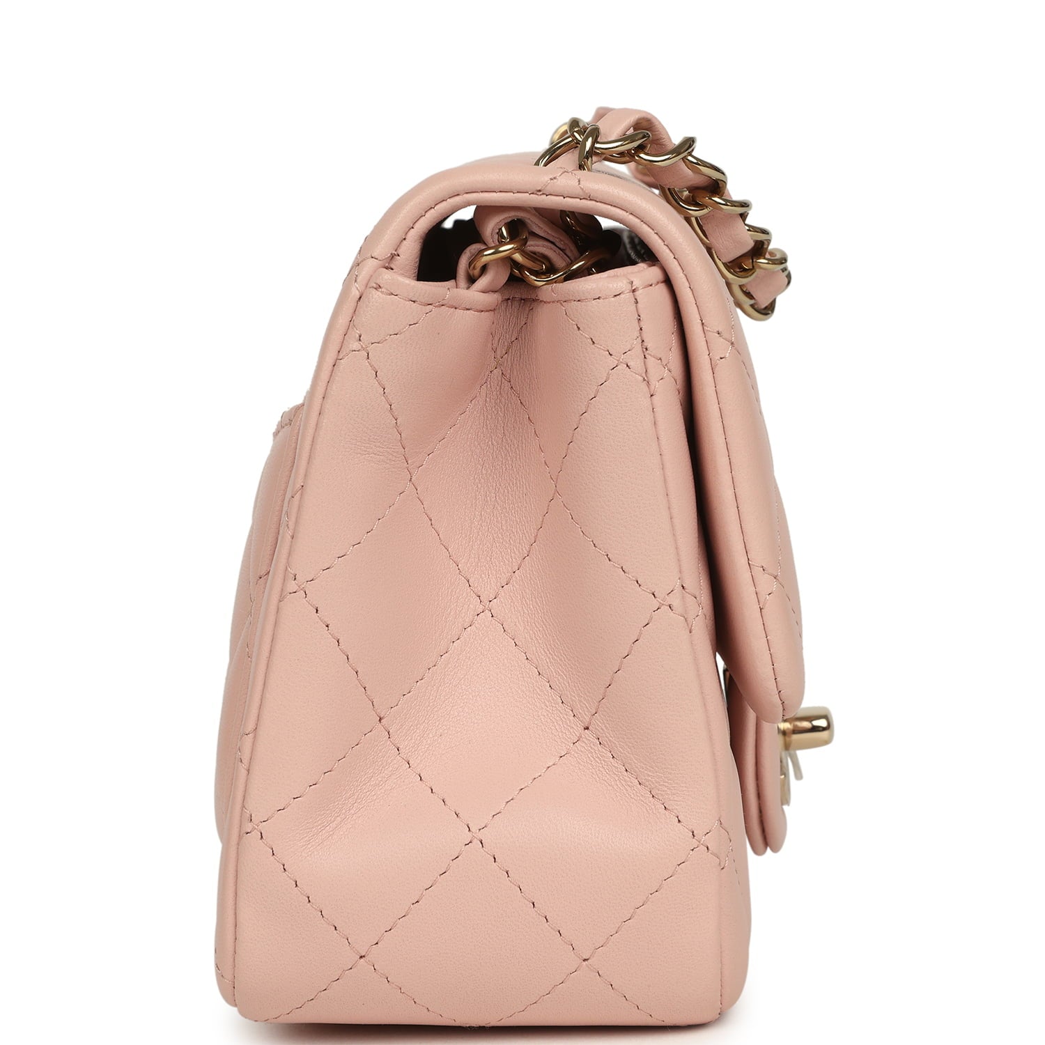 Chanel Mini Classic Square Flap Bag Pink Lambskin Light Gold Hardware
