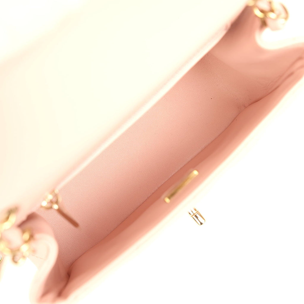 Chanel Mini Classic Square Flap Bag Pink Lambskin Light Gold Hardware