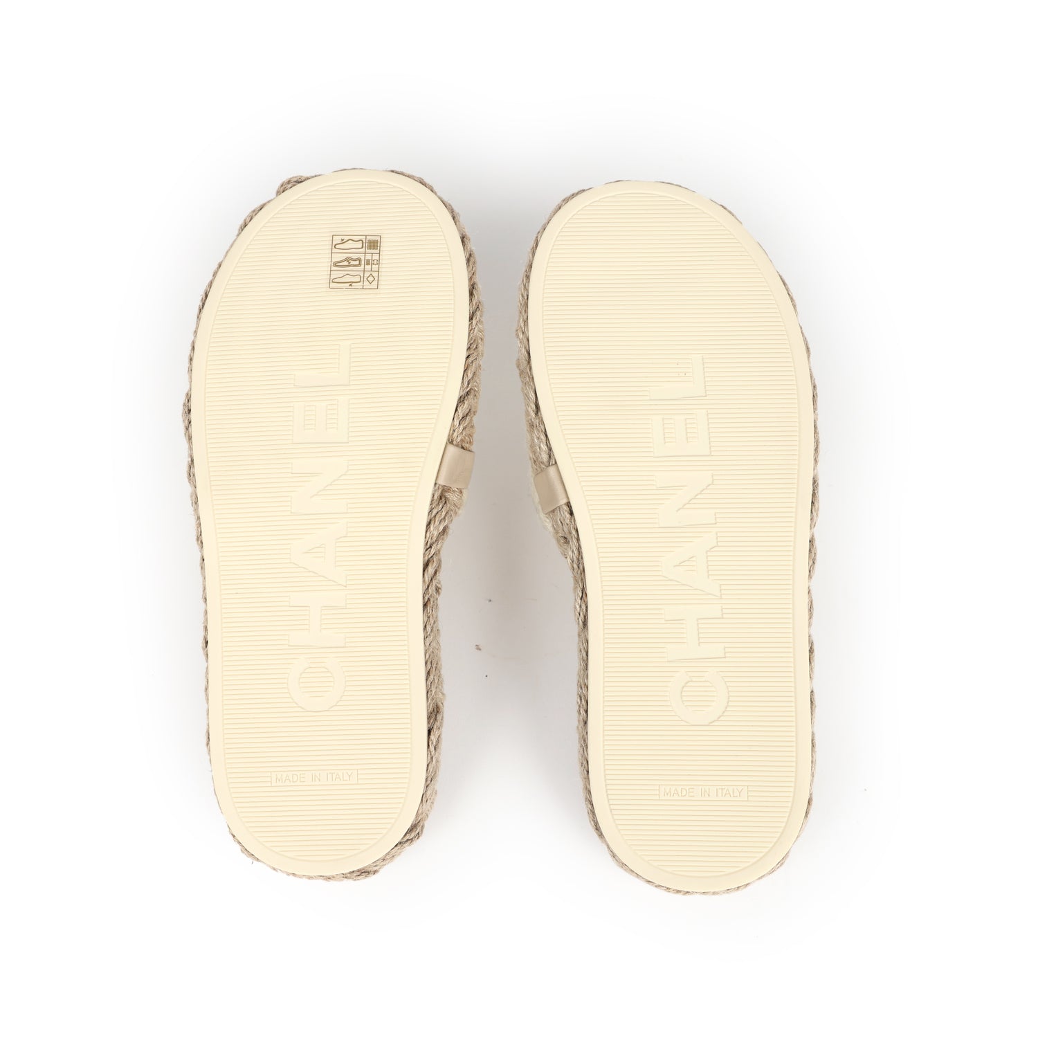 Chanel CC Braided Knit Interlocking Slide Sandals Cream Gold Hardware 37 EU
