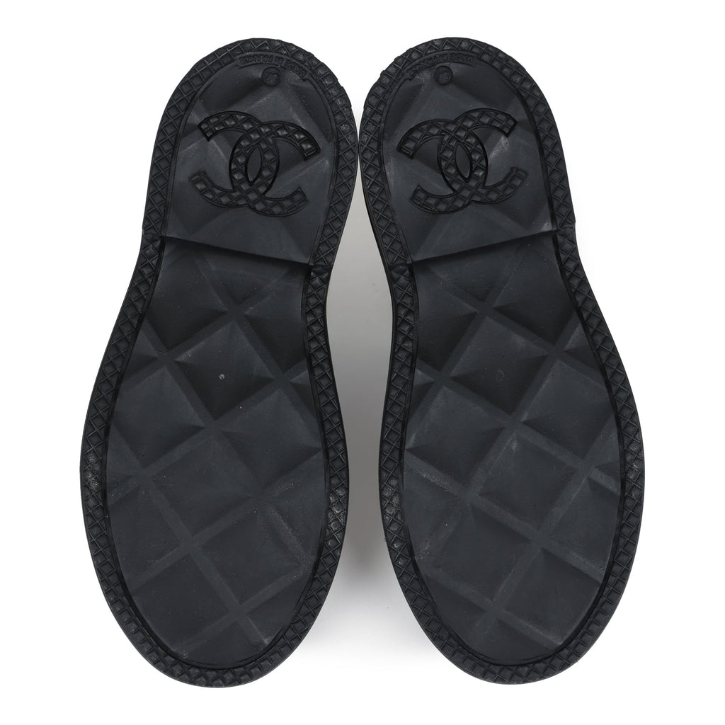 Chanel CC Caoutchouc Rain Boots Black/White Rubber 37 EU