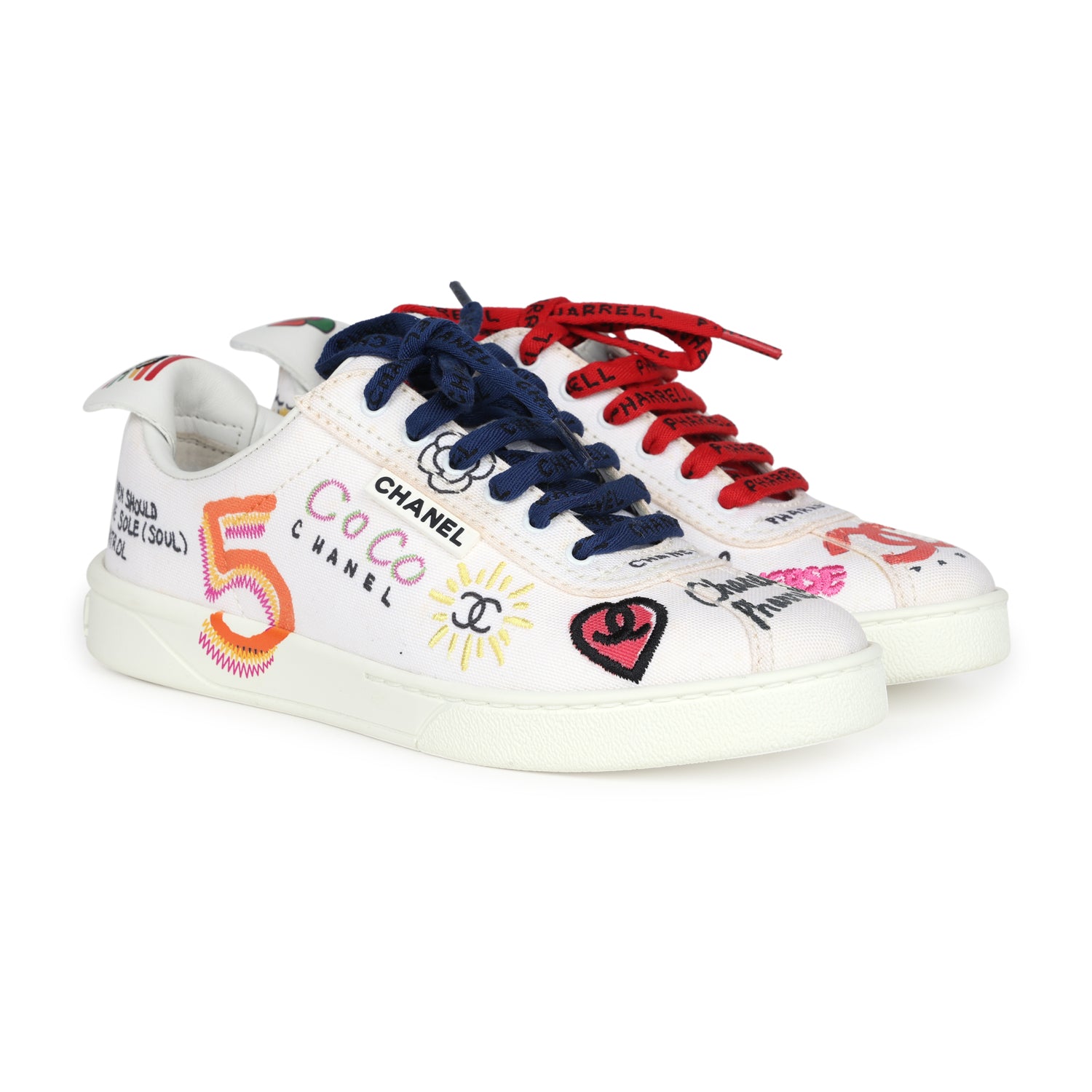 Chanel x Pharrell White Multi-Color Canvas Sneakers 35.5 EU
