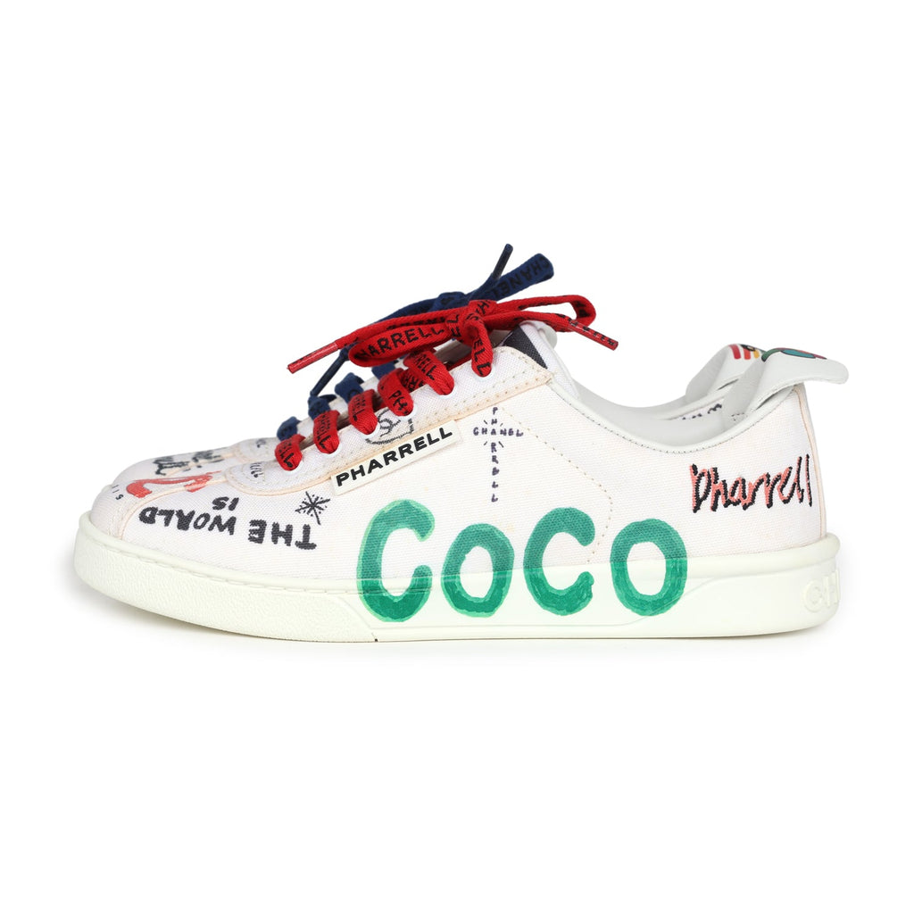Chanel x Pharrell White Multi-Color Canvas Sneakers 35.5 EU