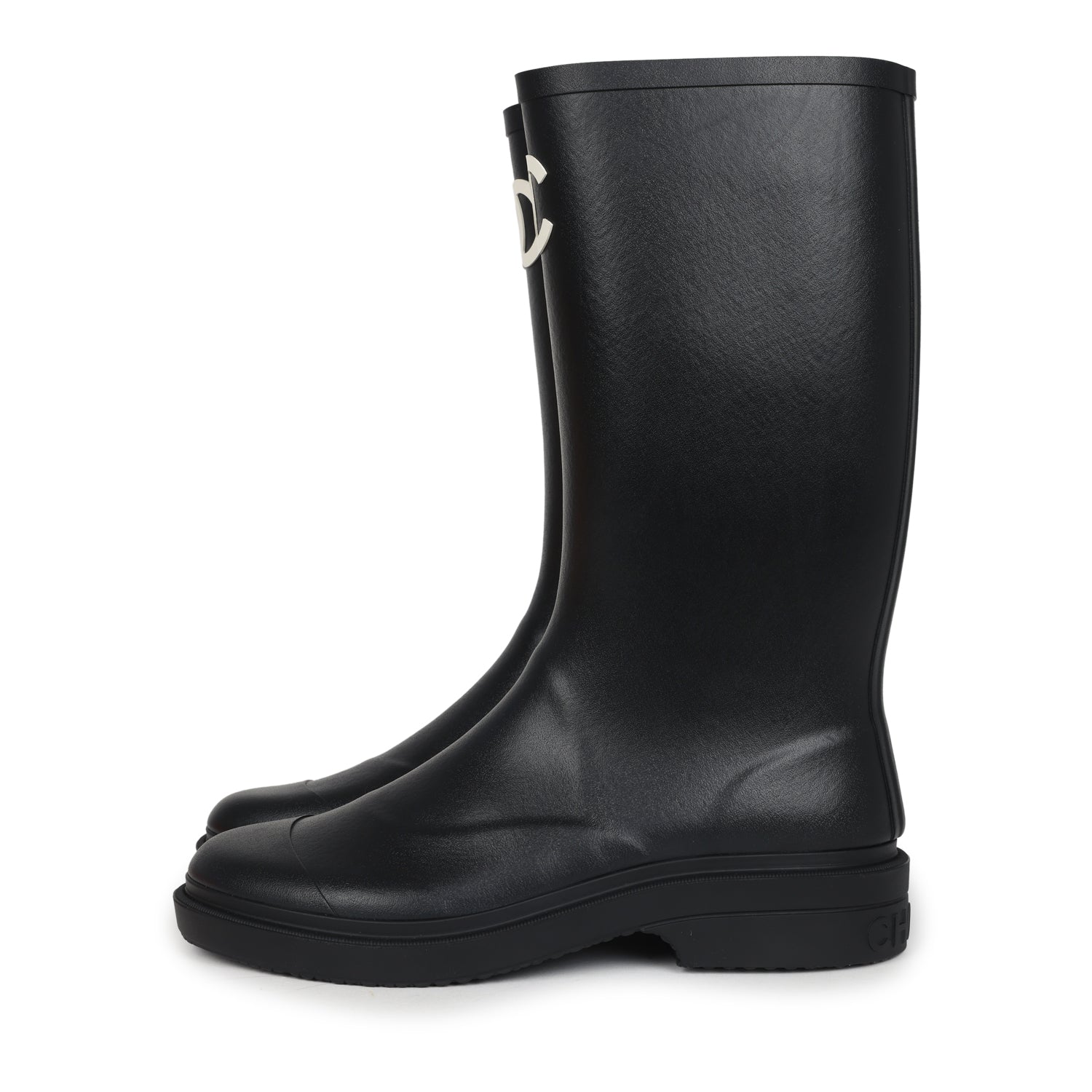 Chanel Black High Caoutchouc CC Boots EU 40