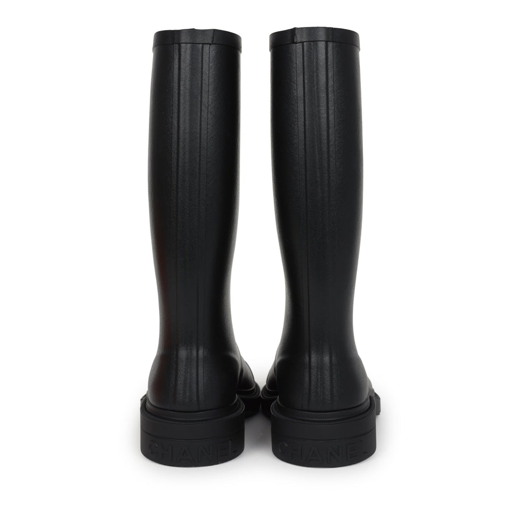 Chanel Black High Caoutchouc CC Boots EU 40