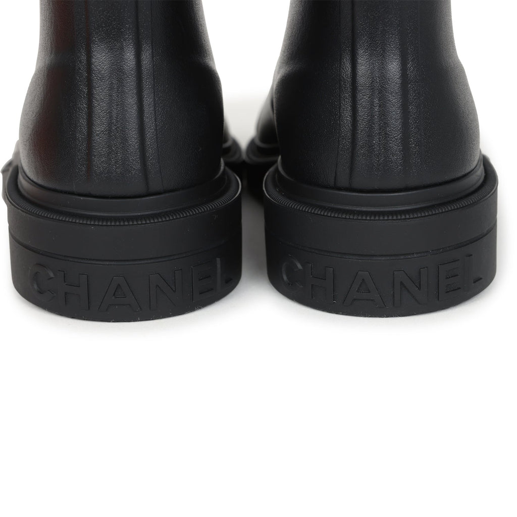 Chanel Black High Caoutchouc CC Boots EU 40
