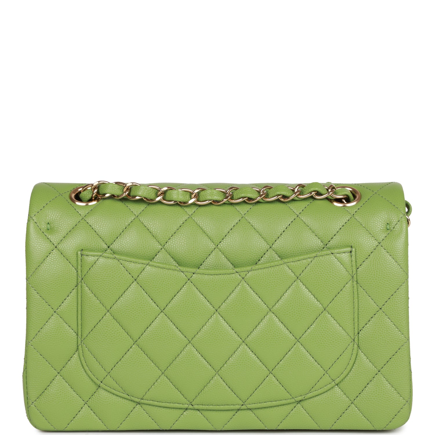 Chanel Small Classic Double Flap Green Caviar Light Gold Hardware