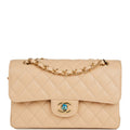 Chanel Small Classic Double Flap Bag Beige Caviar Gold Hardware