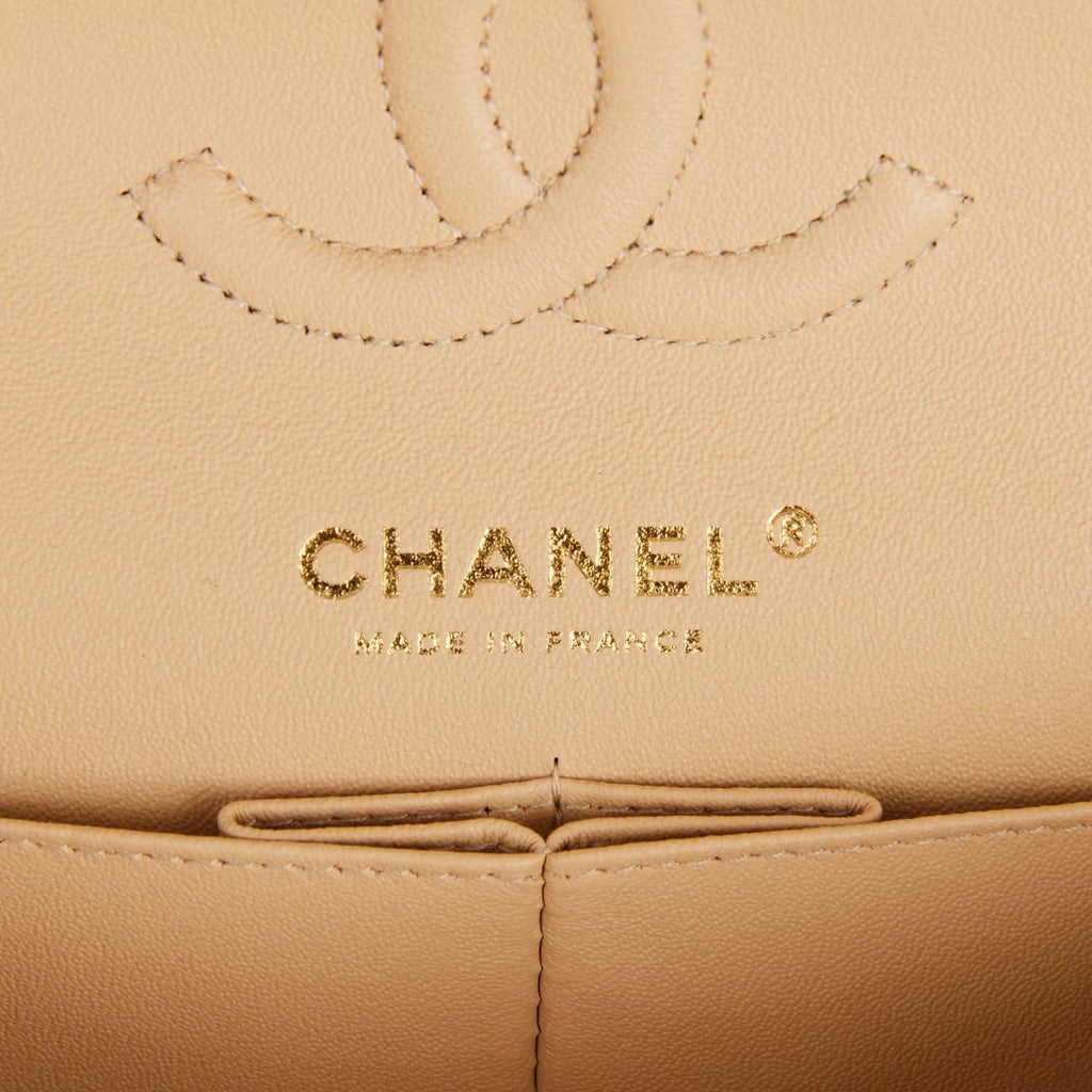 Chanel Small Classic Double Flap Bag Beige Caviar Gold Hardware