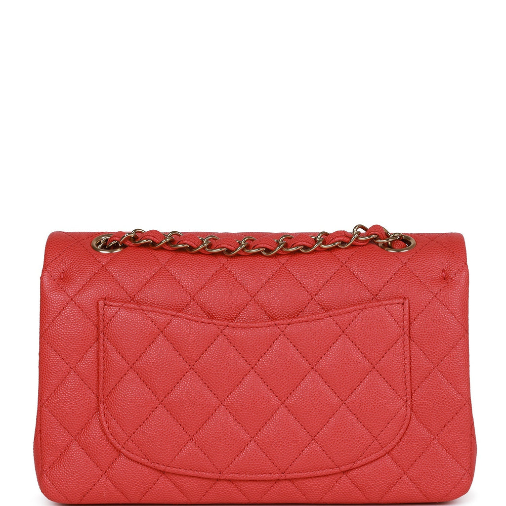 Chanel Small Classic Double Flap Red Caviar Light Gold Hardware