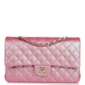 Chanel Medium Classic Double Flap Bag Rose Iridescent Caviar Light Gold Hardware