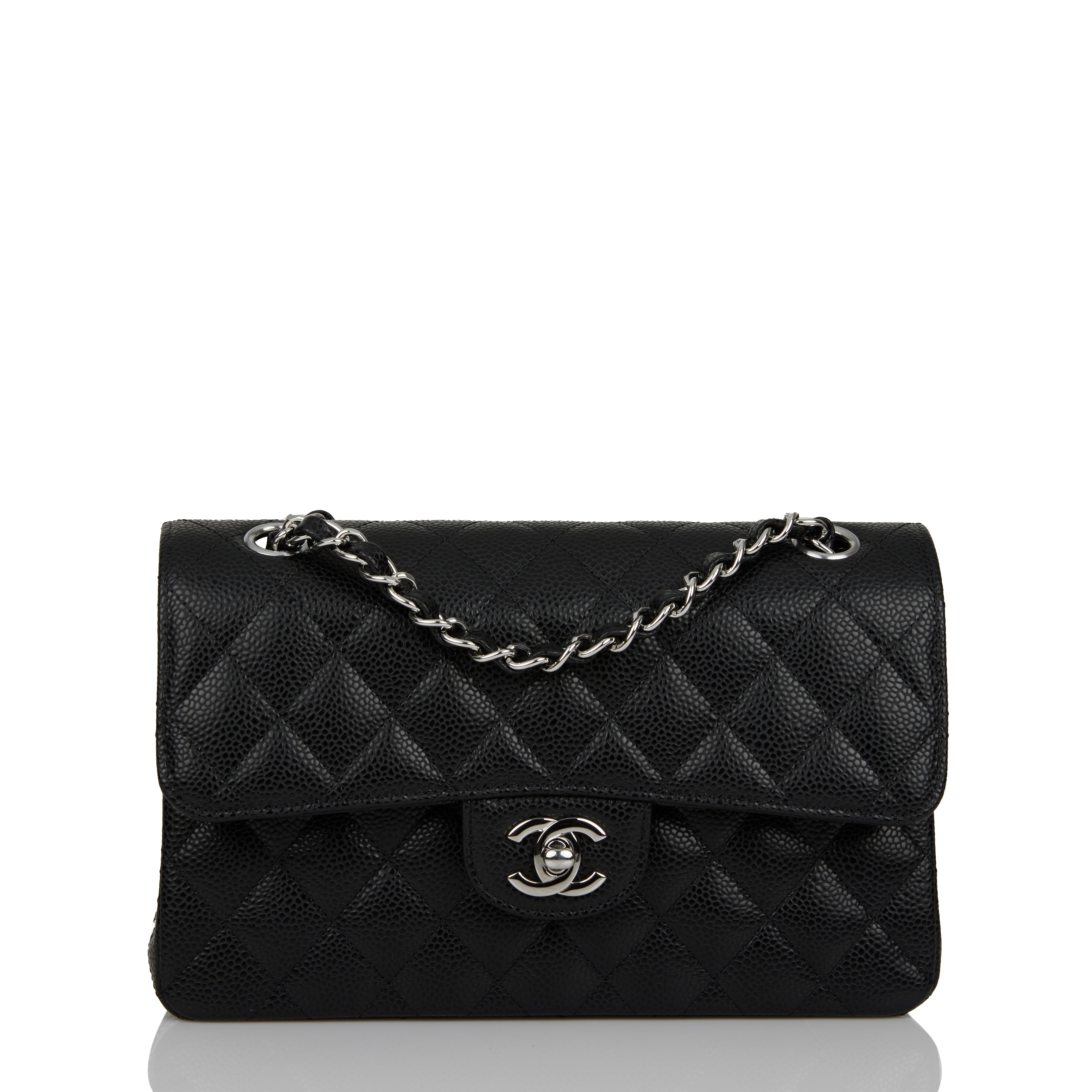 Chanel bag Small Classic Double Flap Black Caviar Silver Hardware