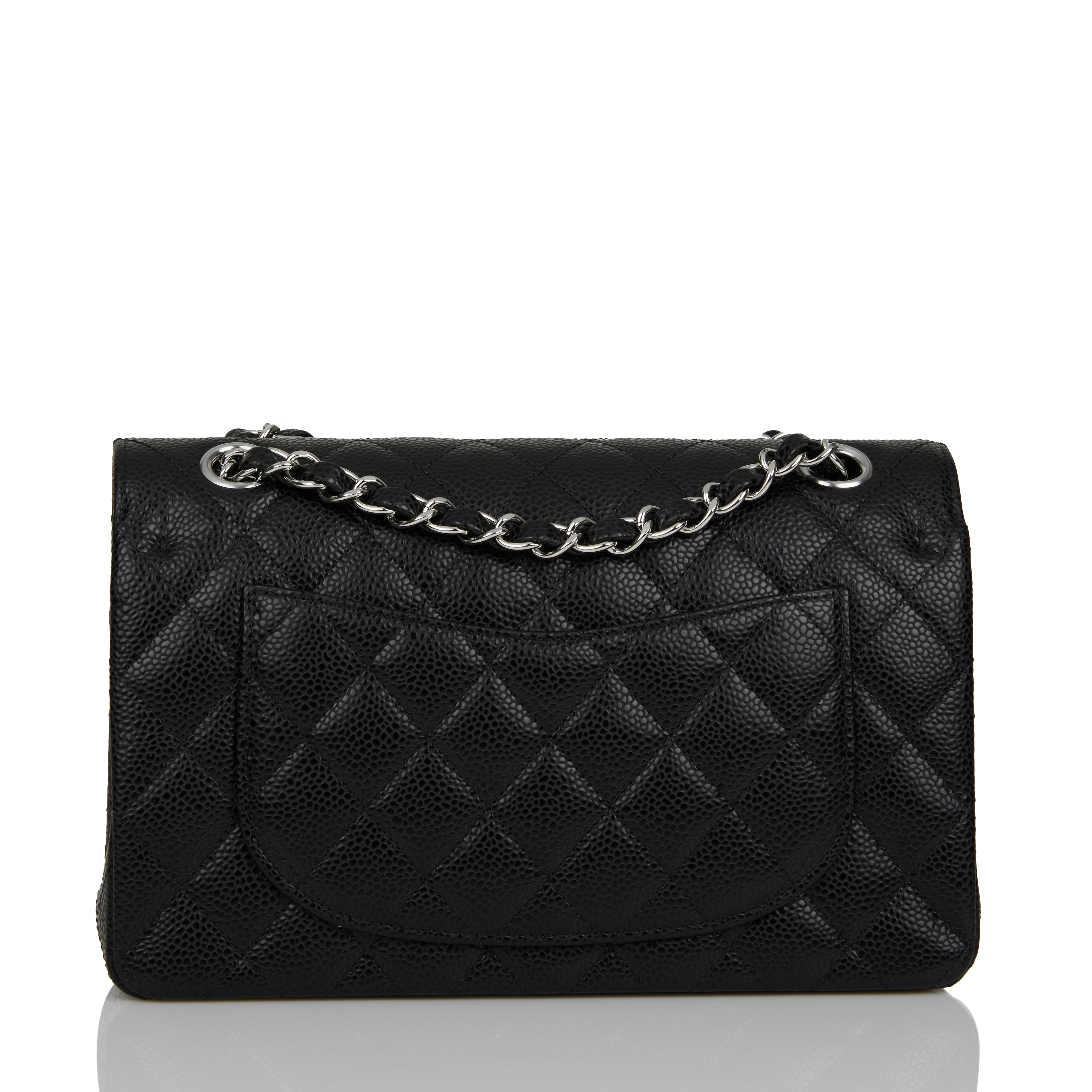 Chanel bag Small Classic Double Flap Black Caviar Silver Hardware