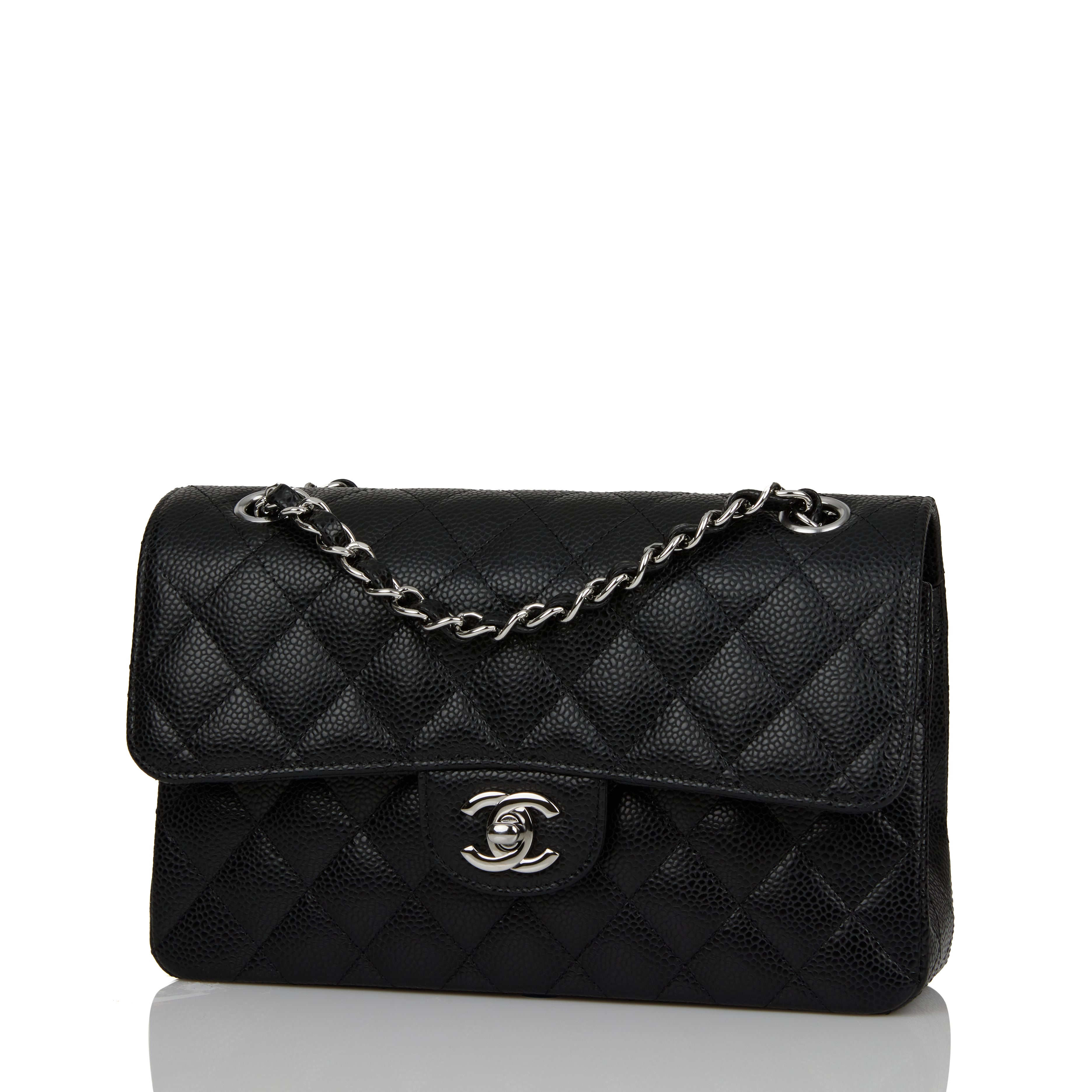 Chanel bag Small Classic Double Flap Black Caviar Silver Hardware