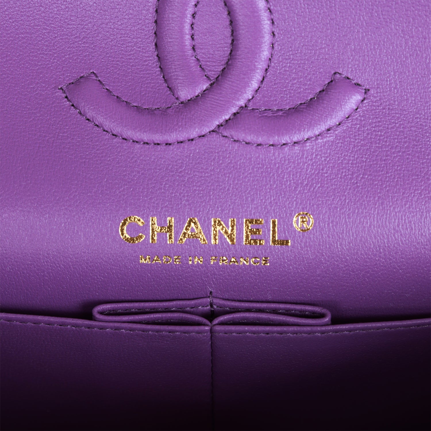 Chanel Small Classic Double Flap Purple Caviar Light Gold Hardware