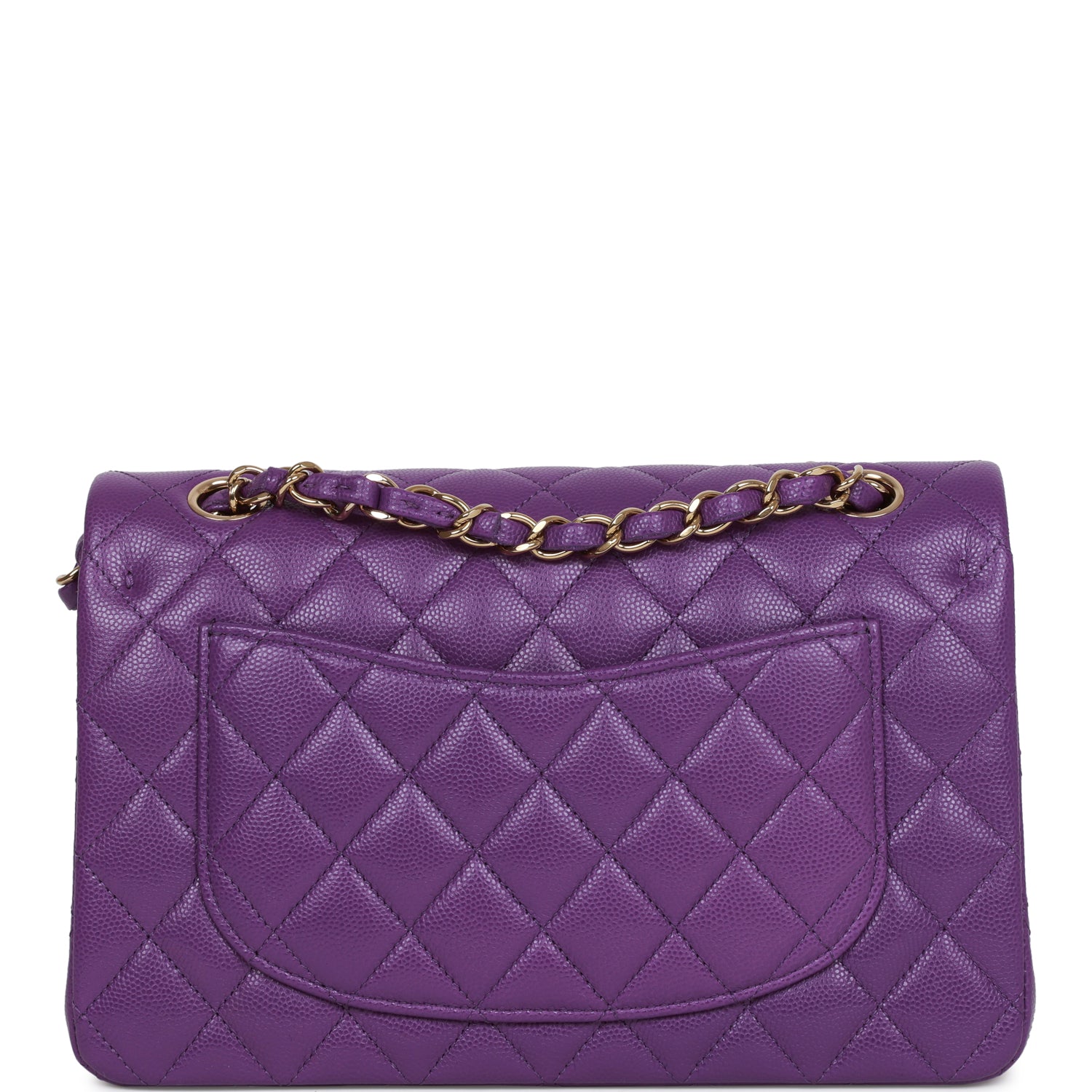 Chanel Small Classic Double Flap Purple Caviar Light Gold Hardware