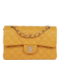 Chanel Small Classic Double Flap Yellow Caviar Light Gold Hardware
