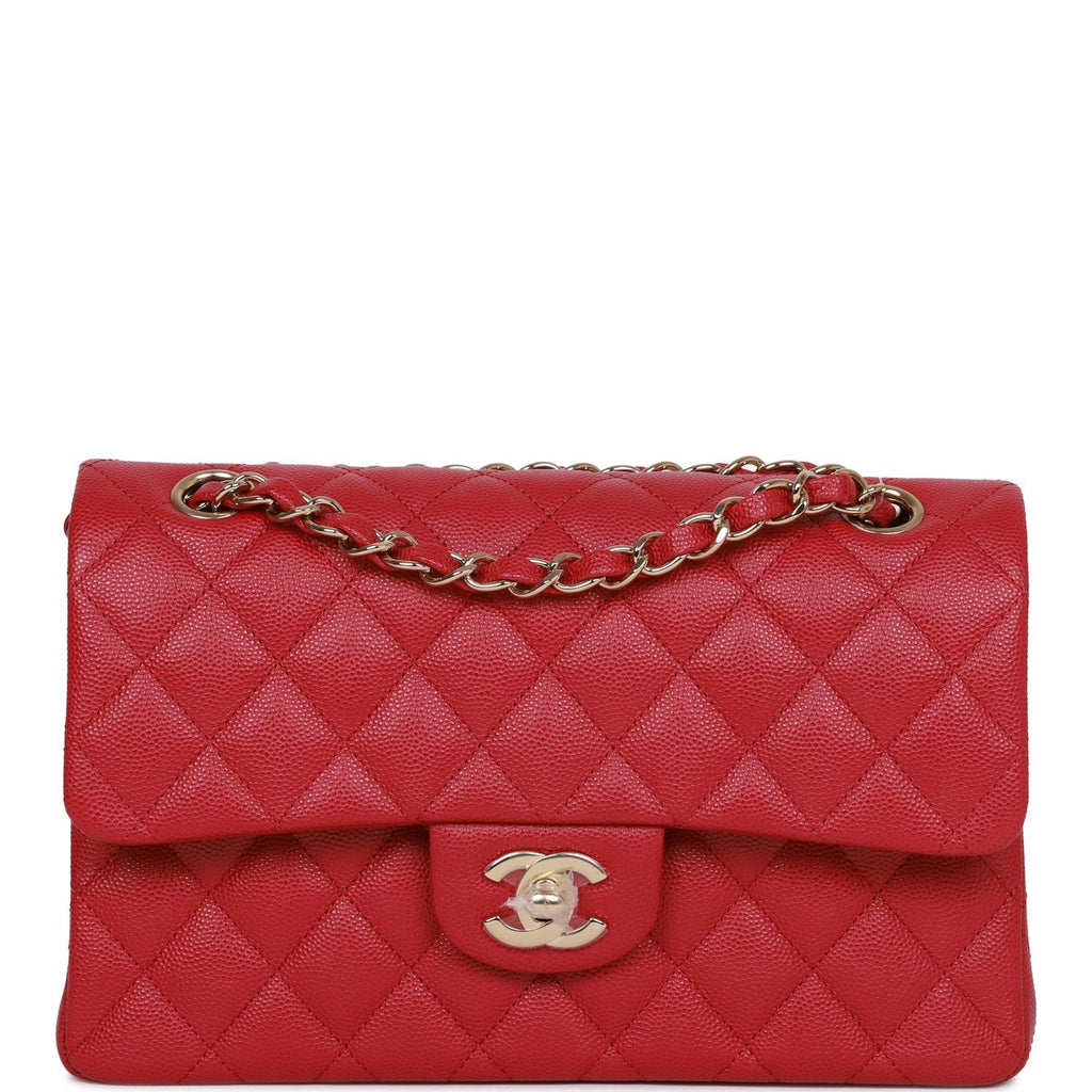 Chanel bag Small Classic Double Flap Dark Pink Caviar Light Gold Hardware