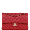 Chanel bag Small Classic Double Flap Dark Pink Caviar Light Gold Hardware