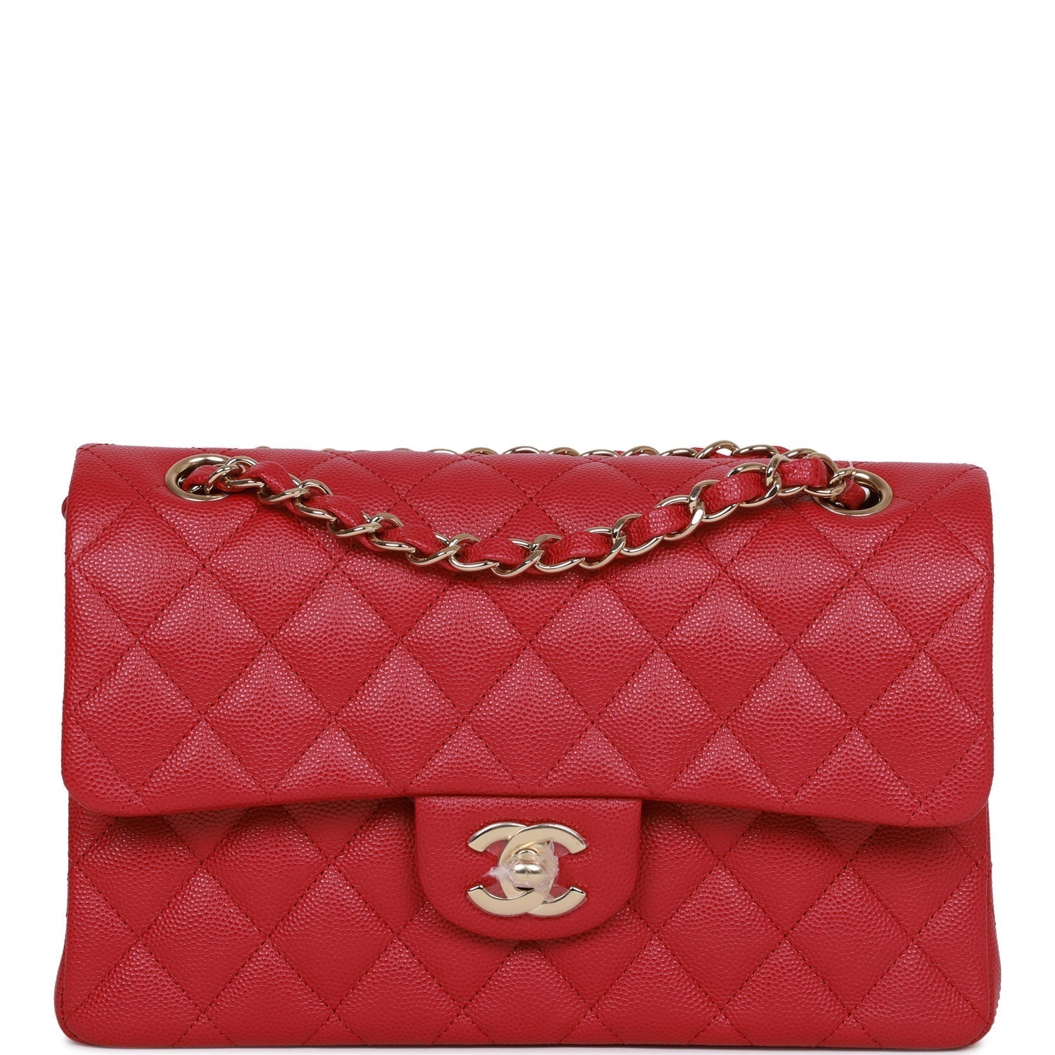 Chanel bag Small Classic Double Flap Dark Pink Caviar Light Gold Hardware