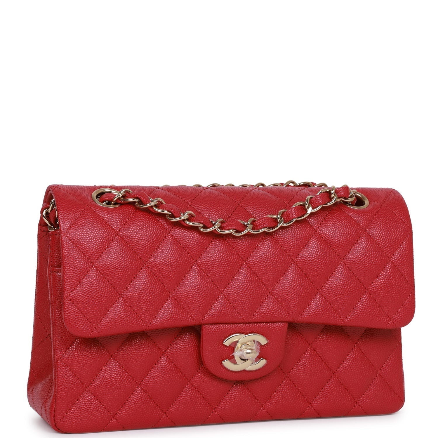 Chanel bag Small Classic Double Flap Dark Pink Caviar Light Gold Hardware