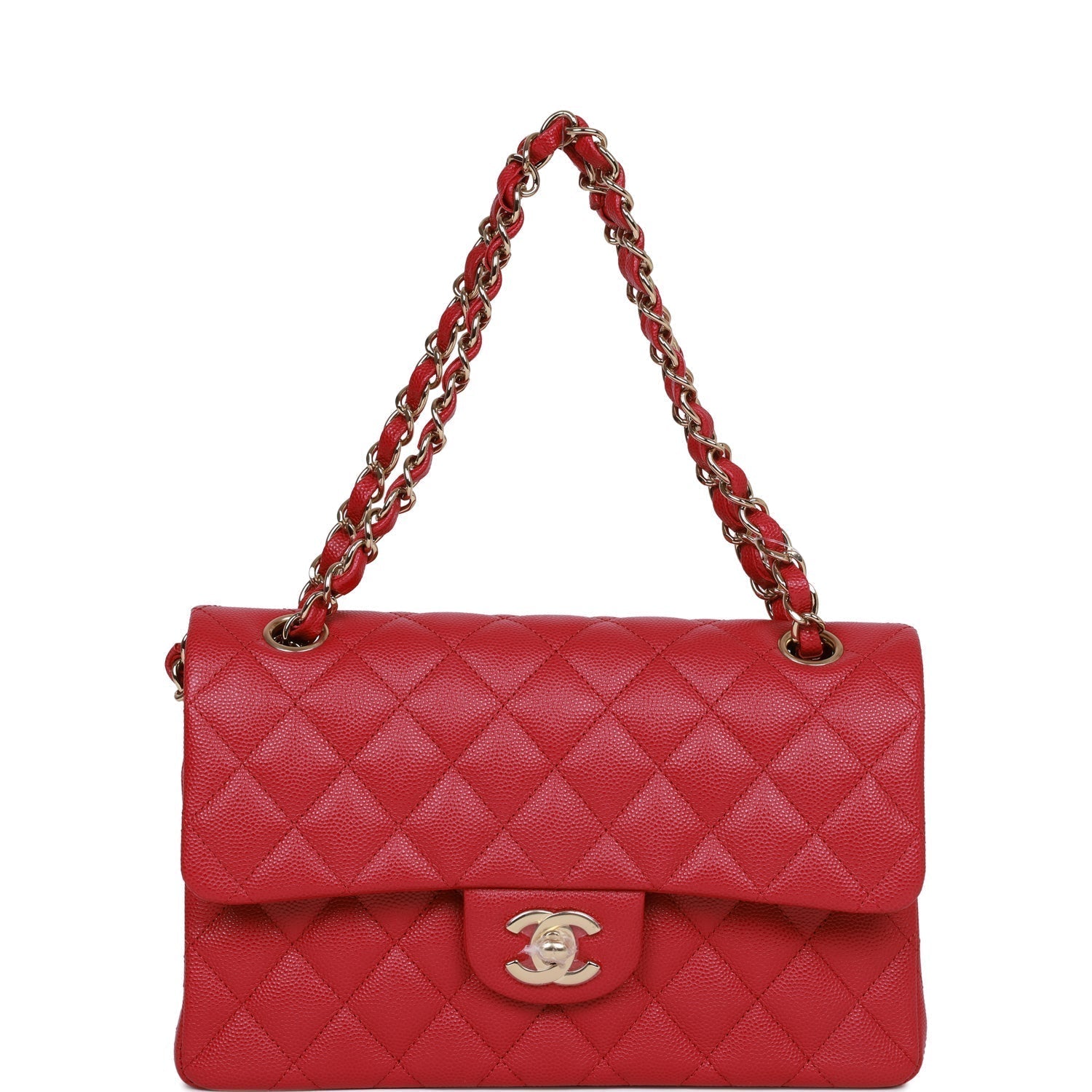 Chanel bag Small Classic Double Flap Dark Pink Caviar Light Gold Hardware