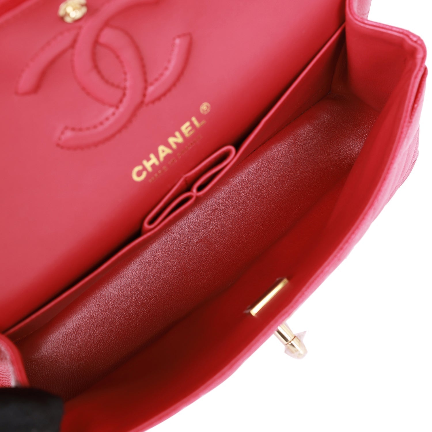 Chanel bag Small Classic Double Flap Dark Pink Caviar Light Gold Hardware